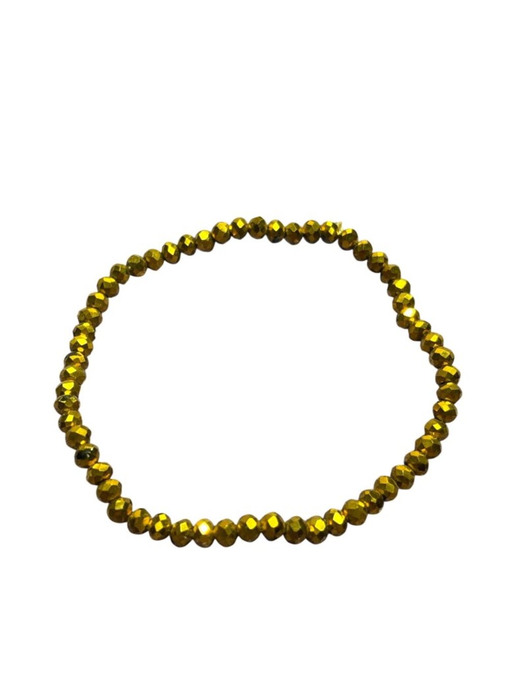 Goldtone Faceted Glass Beaded Stretchy Bracelet 6.5 inches Unstretched